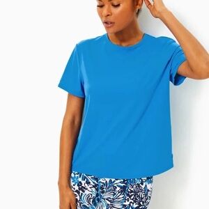 LILLY PULITZER WOMEN'S UPF 50 Luxletic Rally ActiveTee MORELLE BLUE NEW SZ S/M